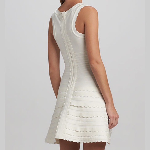 Herve Leger Jules White Scallop Edge Bandage Dress | 0 - Picture 2 of 2
